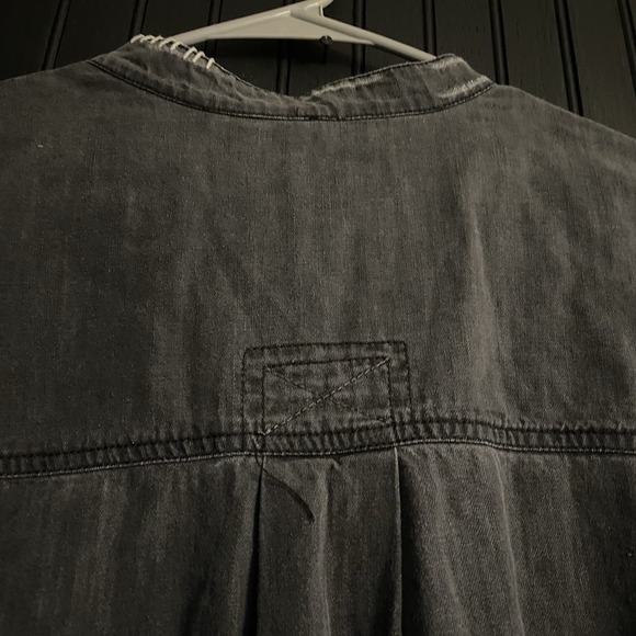 Free People Dress Raw-Edge Maxi Shirt Gray Cotton Button Down Long Sz S pockets - Picture 13 of 16